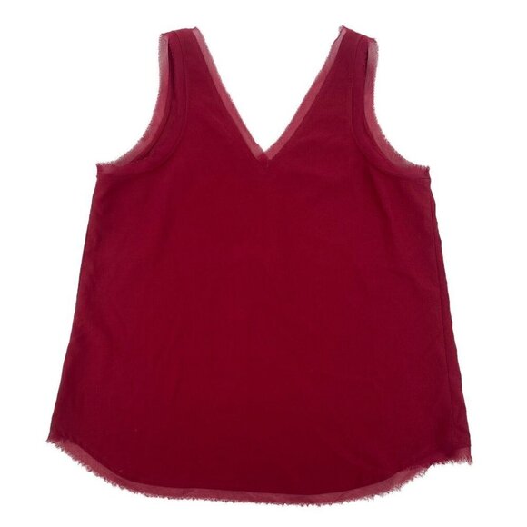Chelsea28 Size M Sleeveless Gauze Raw Edge Maroon Burgundy Blouse - Picture 2 of 8